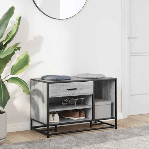 ŁAWKA NA BUTY SZARA SONOMA 80X40X53,5CM DREWNO I METAL