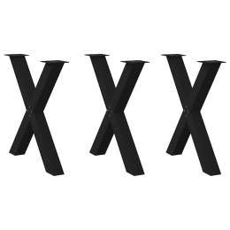 NOGI DO STOŁU JADALNEGO 3 SZT. CZARNE 80X(72-73)CM STAL