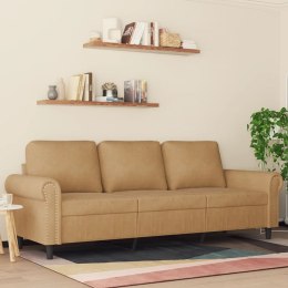 SOFA 3-OSOBOWA BRĄZOWA 180CM TAPICEROWANA AKSAMITEM