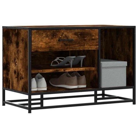 ŁAWKA NA BUTY DĄB WĘDZONY 80X40X53,5CM DREWNO KLEJONE I METAL