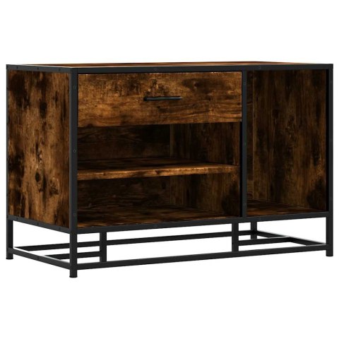 ŁAWKA NA BUTY DĄB WĘDZONY 80X40X53,5CM DREWNO KLEJONE I METAL