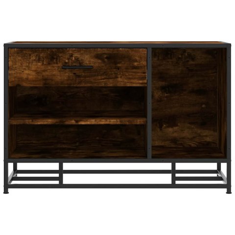 ŁAWKA NA BUTY DĄB WĘDZONY 80X40X53,5CM DREWNO KLEJONE I METAL