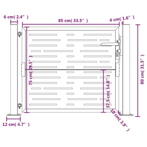 FURTKA OGRODOWA 105X80CM STAL KORTENOWSKA MOTYW PROSTOKĄTY