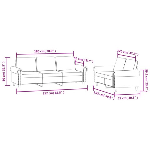 2-CZĘŚCIOWY KOMPLET WYPOCZYNKOWY OBITY AKSAMITEM BRĄZOWY