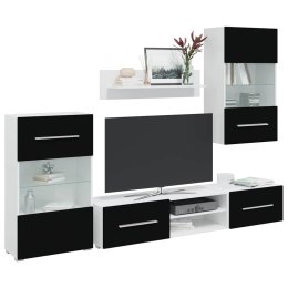 5-CZĘŚCIOWE SZAFKI POD TELEWIZOR OŚWIETLENIEM LED MATOWA CZERŃ