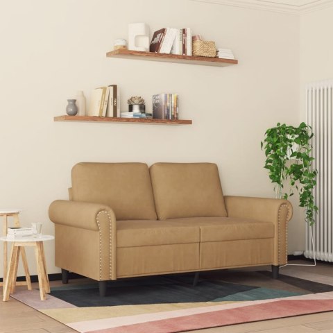 SOFA 2-OSOBOWA BRĄZOWY 120CM TAPICEROWANA AKSAMITEM