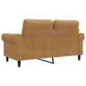 SOFA 2-OSOBOWA BRĄZOWY 120CM TAPICEROWANA AKSAMITEM