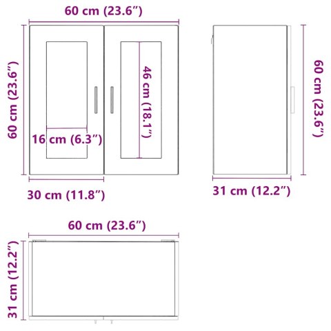 SZAFKA ŚCIENNA KUCHENNA ZE SZKLANYMI DRZWIAMI 60X31X60CM PORTO DĄB SONOMA