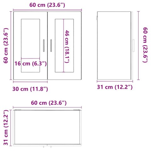 SZAFKA ŚCIENNA KUCHENNA ZE SZKLANYMI DRZWIAMI PORTO SZARY
