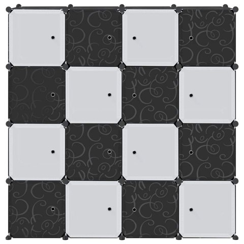 REGAŁ KOSTKOWY Z 16 PRZEGRODAMI Z DRĄŻKAMI NA WIESZAKI