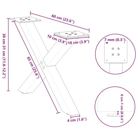 NOGI DO STOLIKA KAWOWEGO 2 SZT. CZARNE 60X(30-31)CM STAL
