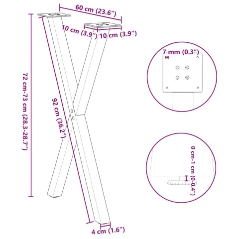 NOGI DO STOŁU JADALNEGO 2 SZT. CZARNE 60X(72-73)CM STAL