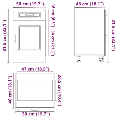 SZAFKA KUCHENNA DOLNA KALMAR PRZYDYMIONY DĄB