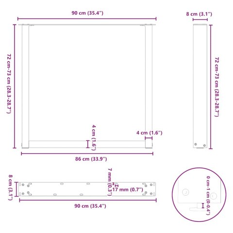 NOGI DO STOLIKA KAWOWEGO 2 SZT. ANTRACYT 90X(72-73)CM STAL