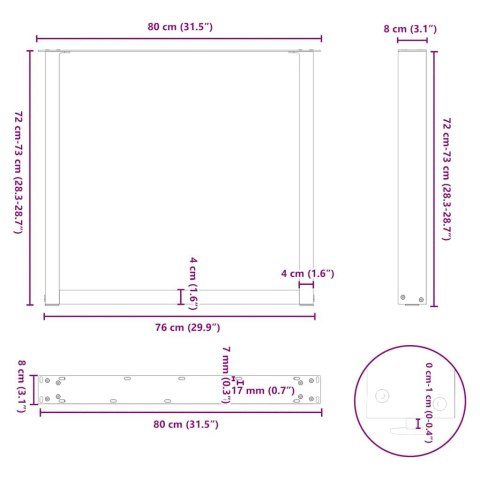 NOGI DO STOLIKA KAWOWEGO 3 SZT. CZARNE 80X(72-73)CM STAL