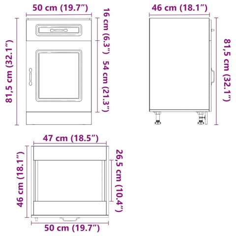 SZAFKA KUCHENNA DOLNA KALMAR CZARNA 50X46X81,5CM