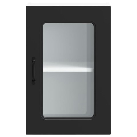 SZAFKA ŚCIENNA KUCHENNA ZE SZKLANYMI DRZWIAMI 40X31X60CM CZARNA