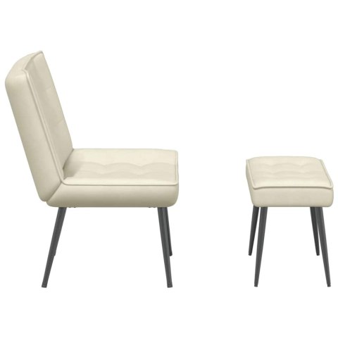 FOTEL RELAKSACYJNY ZE STOŁKIEM KREMOWY AKSAMIT