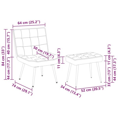 FOTEL RELAKSACYJNY ZE STOŁKIEM KREMOWY AKSAMIT
