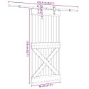 VidaXL Drzwi przesuwne z osprzętem, 95x210 cm, lite drewno sosnowe