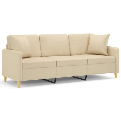 3-OSOBOWA SOFA Z PODUSZKAMI KREMOWA 180CM TKANINA