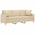3-OSOBOWA SOFA Z PODUSZKAMI KREMOWA 180CM TKANINA
