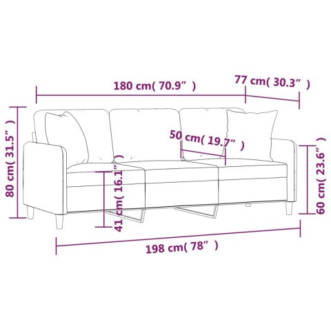 3-OSOBOWA SOFA Z PODUSZKAMI KREMOWA 180CM TKANINA