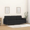 SOFA 3-OSOBOWA CZARNA 180CM TAPICEROWANA TKANINĄ