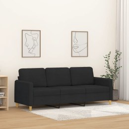 SOFA 3-OSOBOWA CZARNA 180CM TAPICEROWANA TKANINĄ