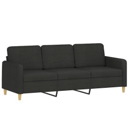 SOFA 3-OSOBOWA CZARNA 180CM TAPICEROWANA TKANINĄ