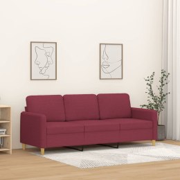 SOFA 3-OSOBOWA WINNA CZERWIEŃ 180CM,TAPICEROWANA TKANINĄ