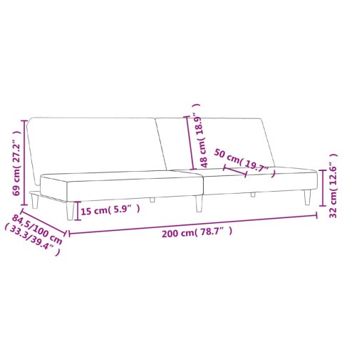 2-OSOBOWA KANAPA ROZKŁADANA CIEMNOSZARA TAPICEROWANA TKANINĄ