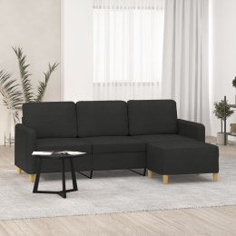 3-OSOBOWA SOFA Z PODNÓŻKIEM CZARNA 180CM TKANINĄ