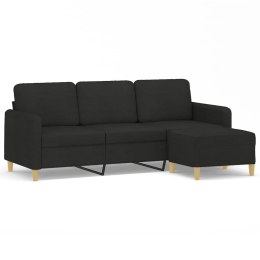 3-OSOBOWA SOFA Z PODNÓŻKIEM CZARNA 180CM TKANINĄ