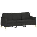 3-OSOBOWA SOFA Z PODNÓŻKIEM CZARNA 180CM TKANINĄ