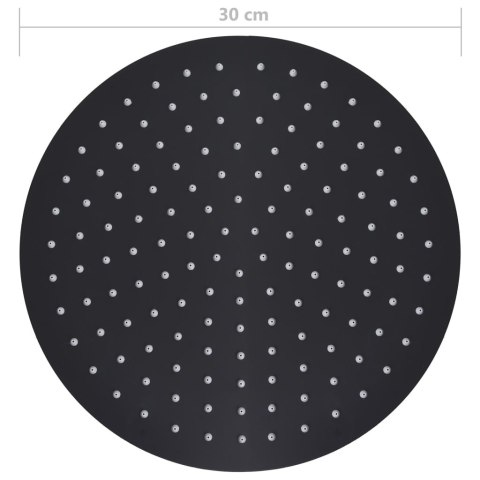 SŁUCHAWKA PRYSZNICOWA ZE STALI 30CM OKRĄGŁA CZARNA