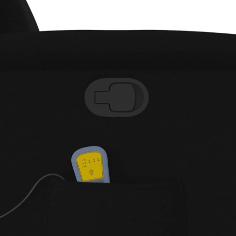 PODNOSZONY FOTEL MASUJĄCY ROZKŁADANY CZARNY OBITY TKANINĄ