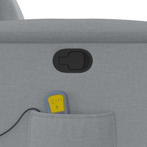 PODNOSZONY FOTEL MASUJĄCY ROZKŁADANY JASNOSZARY TKANINA