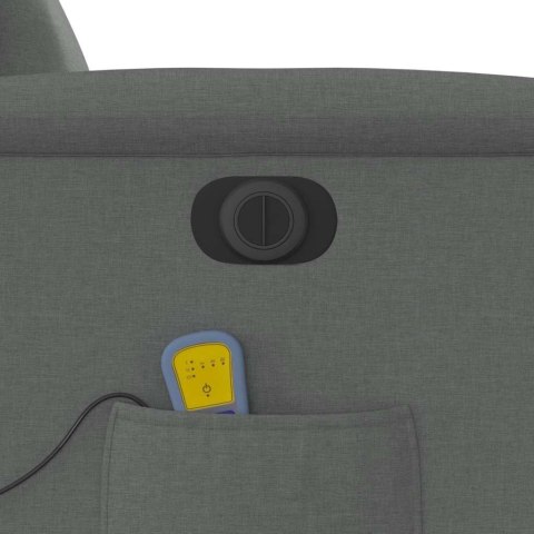 ROZKŁADANY FOTEL MASUJĄCY ELEKTRYCZNY CIEMNOSZARY TKANINA