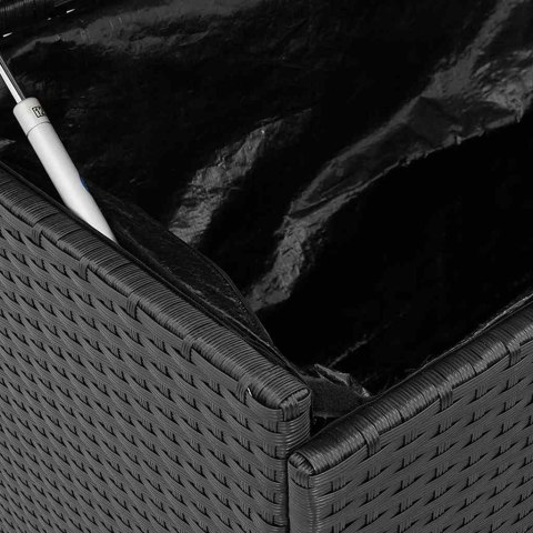 SKRZYNIA OGRODOWA Z KÓŁKAMI CZARNA 110X55X73CM POLIRATTAN