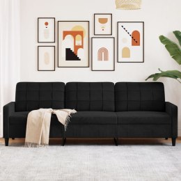SOFA 3-OSOBOWA CZARNY 210CM OBITA AKSAMITEM