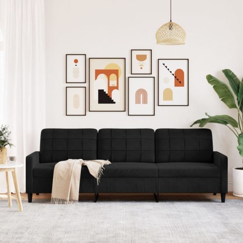 SOFA 3-OSOBOWA CZARNY 210CM OBITA AKSAMITEM
