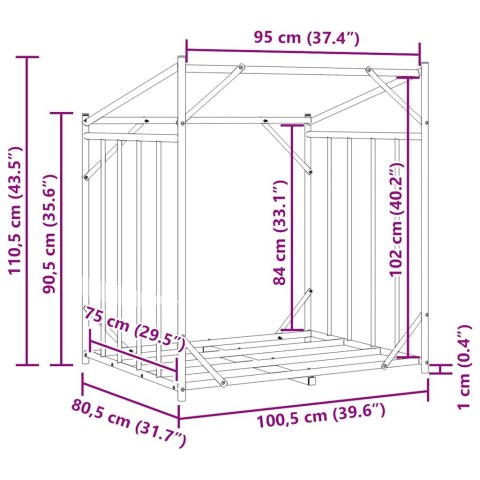 STOJAK NA DREWNO OPAŁOWE Z POKROWCEM 100,5X80,5X110,5CM
