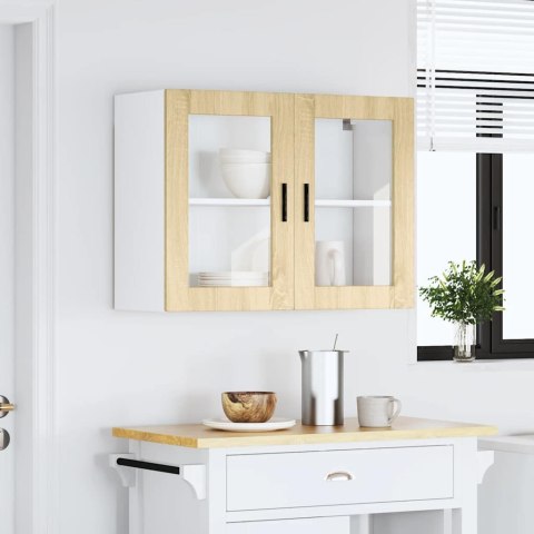 SZAFKA ŚCIENNA KUCHENNA ZE SZKLANYMI DRZWIAMI PORTO 80X31X60CM DĄB SONOMA