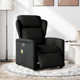 ROZKŁADANY FOTEL MASUJĄCY ELEKTRYCZNY CZARNY TKANINA