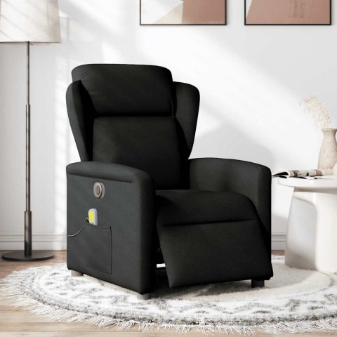 ROZKŁADANY FOTEL MASUJĄCY ELEKTRYCZNY CZARNY TKANINA