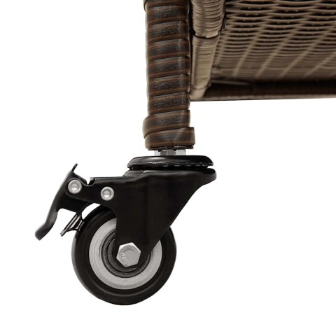 SKRZYNIA OGRODOWA Z KÓŁKAMI BRĄZOWA 110X55X73CM POLIRATTAN