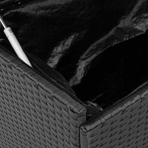 SKRZYNIA OGRODOWA Z KÓŁKAMI CZARNA 160X55X75CM POLIRATTAN