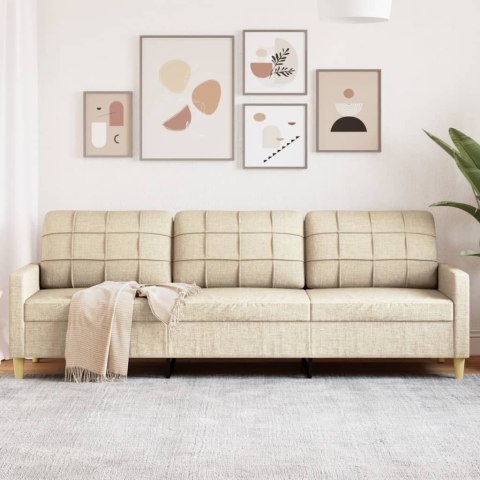 3-OSOBOWA SOFA KREMOWA 210CM TAPICEROWANA TKANINĄ