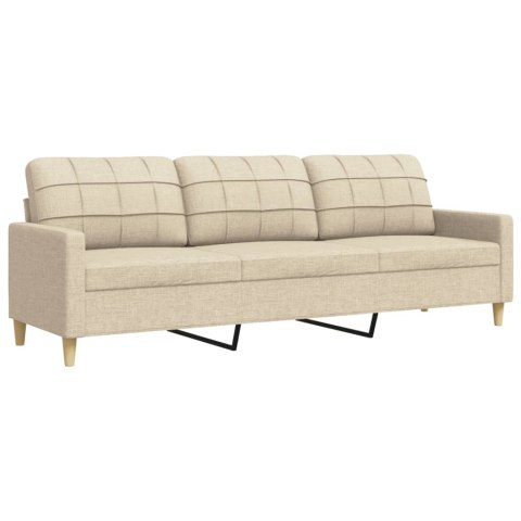 3-OSOBOWA SOFA KREMOWA 210CM TAPICEROWANA TKANINĄ